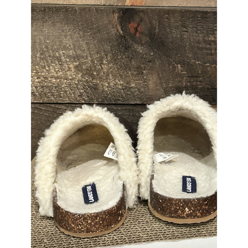 Lands'End Womens Size 8 B Embroidered Slip on Faux Fur Shoes - Picture 7 of 10
